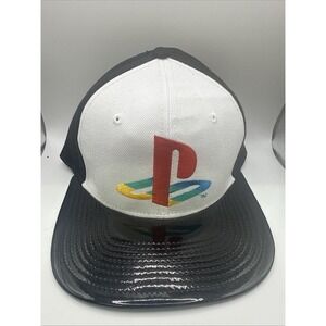 Sony Playstation Kanji Snapback Hat Cap Shiny Black Rim PS Logo